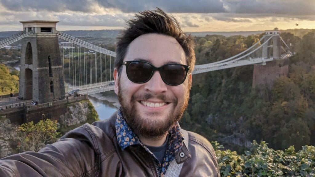 Tom Williams pictured in front of Clifton suspension Bridge