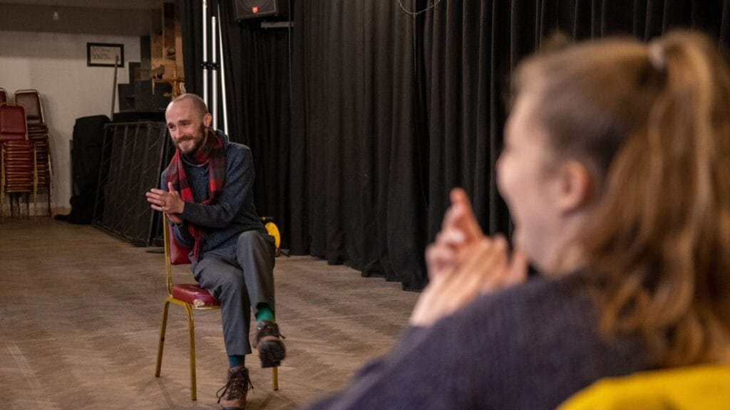 Stephen Clements leading an improv class